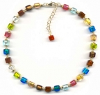 Small Multicolored 8mm Foil Cube Necklace